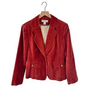 Vintage Rust Velvet Belted Blazer Cotton Lined Judith Hart‎ Collection Size 12